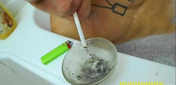  Sketchy Gay Twink Smoking Fetish in Bubble Bath - Tristan Sweet - Manpuppy